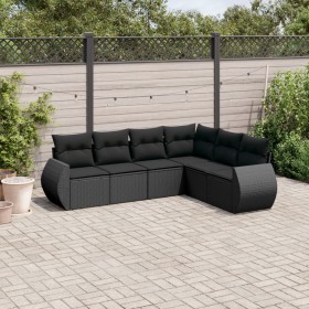 Set aus 6-teiligen Gartensofas und Kissen Kunstrattan schwarz von vidaXL, Gartensets - Ref: Foro24-3253742, Preis: 417,21 €, ...