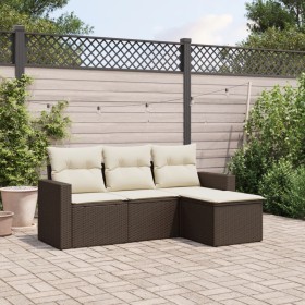 Set mit 4 Gartensofas und -kissen Kunstrattanbraun von vidaXL, Gartensets - Ref: Foro24-3218863, Preis: 261,64 €, Rabatt: %