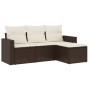 Garden sofa set 4 pieces with brown synthetic rattan cushions by vidaXL, Garden sets - Ref: Foro24-3218863, Price: 262,63 €, ...