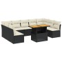 Set de sofás de jardín 10 pzas cojines ratán sintético negro de vidaXL, Conjuntos de jardín - Ref: Foro24-3271455, Precio: 68...