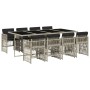 Set comedor de jardín 9 pzas cojines ratán sintético gris claro de vidaXL, Conjuntos de jardín - Ref: Foro24-3210923, Precio:...