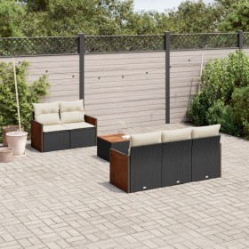 Set aus 6-teiligen Gartensofas und Kissen Kunstrattan schwarz von vidaXL, Gartensets - Ref: Foro24-3259865, Preis: 448,70 €, ...