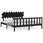 Estructura cama de matrimonio con cabecero madera maciza negro de vidaXL, Camas y somieres - Ref: Foro24-3193485, Precio: 194...