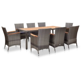 Set de muebles de jardín 9 pzas ratán sintético gris de vidaXL, Conjuntos de jardín - Ref: Foro24-46083, Precio: 580,99 €, De...