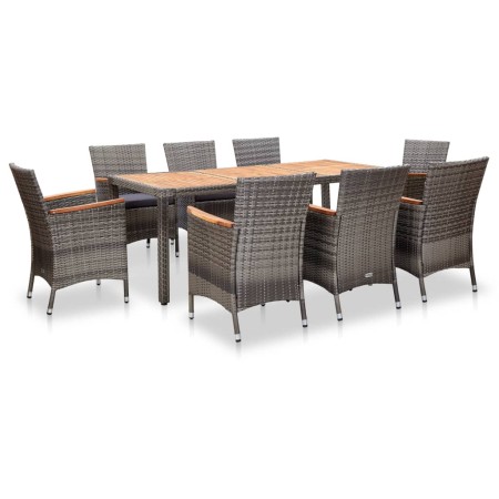 Garden furniture set 9 pieces gray synthetic rattan by vidaXL, Garden sets - Ref: Foro24-46083, Price: 580,99 €, Discount: %