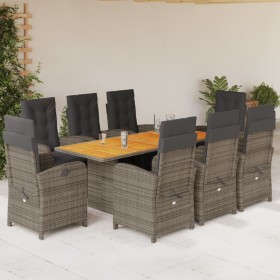 Garden dining set 9 pieces and gray synthetic rattan cushions by vidaXL, Garden sets - Ref: Foro24-3212507, Price: 1,00 €, Di...