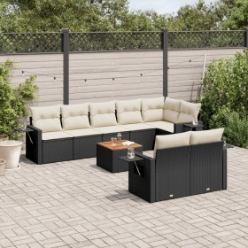 Set aus 8-teiligen Gartensofas und Kissen Kunstrattan schwarz von vidaXL, Gartensets - Ref: Foro24-3256980, Preis: 592,05 €, ...