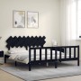 Estructura cama de matrimonio con cabecero madera maciza negro de vidaXL, Camas y somieres - Ref: Foro24-3193485, Precio: 194...