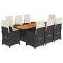 Set de comedor de jardín 9 pzas y cojines ratán sintético negro de vidaXL, Conjuntos de jardín - Ref: Foro24-3212274, Precio:...