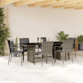 Garden dining set 7 pieces and gray synthetic rattan cushions by vidaXL, Garden sets - Ref: Foro24-3213492, Price: 510,99 €, ...