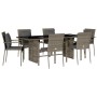 Garden dining set 7 pieces and gray synthetic rattan cushions by vidaXL, Garden sets - Ref: Foro24-3213492, Price: 510,80 €, ...