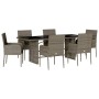 Garden dining set 7 pieces and gray synthetic rattan cushions by vidaXL, Garden sets - Ref: Foro24-3213508, Price: 441,81 €, ...