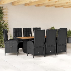 9-teiliges Garten-Esszimmerset und Kissen synthetisches Rattan schwarz von vidaXL, Gartensets - Ref: Foro24-3213515, Preis: 1...