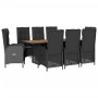 Set de comedor de jardín 9 pzas y cojines ratán sintético negro de vidaXL, Conjuntos de jardín - Ref: Foro24-3213515, Precio:...