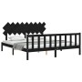 Estructura cama de matrimonio con cabecero madera maciza negro de vidaXL, Camas y somieres - Ref: Foro24-3193485, Precio: 194...