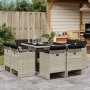 Garten Esszimmer Set 9-tlg Kissen synthetisches Rattan hellgrau von vidaXL, Gartensets - Ref: Foro24-3210659, Preis: 622,62 €...