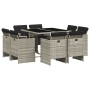 Set comedor de jardín 9 pzas cojines ratán sintético gris claro de vidaXL, Conjuntos de jardín - Ref: Foro24-3210659, Precio:...