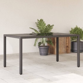 Mesa de jardín superficie de vidrio ratán PE negro 150x90x75 cm de vidaXL, Mesas de jardín - Ref: Foro24-365531, Precio: 165,...