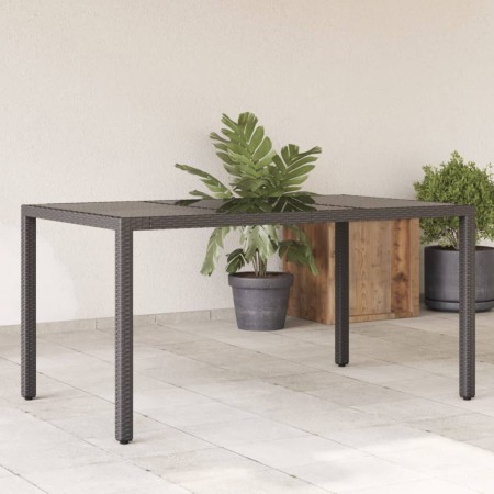 Garden table with black PE rattan surface and glass top, measuring 150x90x75 cm. by vidaXL, Garden tables - Ref: Foro24-36553...