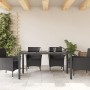 Garden table with black PE rattan surface and glass top, measuring 150x90x75 cm. by vidaXL, Garden tables - Ref: Foro24-36553...