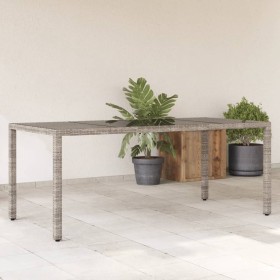 Garden table with grey PE rattan and glass surface, 190x90x75 cm. by vidaXL, Garden tables - Ref: Foro24-365538, Price: 188,4...