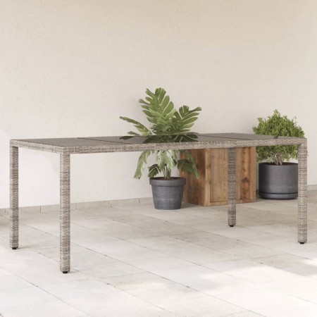 Mesa de jardín superficie de vidrio ratán PE gris 190x90x75 cm de vidaXL, Mesas de jardín - Ref: Foro24-365538, Precio: 188,3...