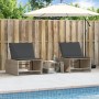 Sun loungers with small table, 2 units, synthetic gray rattan by vidaXL, Loungers - Ref: Foro24-368424, Price: 184,57 €, Disc...