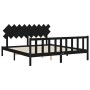 Estructura cama de matrimonio con cabecero madera maciza negro de vidaXL, Camas y somieres - Ref: Foro24-3193485, Precio: 194...