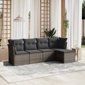 Garden sofa set with 5-piece synthetic rattan gray cushions by vidaXL, Garden sets - Ref: Foro24-3263136, Price: 299,78 €, Di...