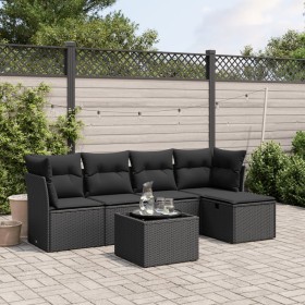 Set aus 6-teiligen Gartensofas und Kissen Kunstrattan schwarz von vidaXL, Gartensets - Ref: Foro24-3263141, Preis: 350,13 €, ...