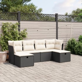 Set aus 6-teiligen Gartensofas und Kissen Kunstrattan schwarz von vidaXL, Gartensets - Ref: Foro24-3263232, Preis: 359,38 €, ...