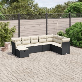 Set de sofás de jardín 8 piezas y cojines ratán sintético negro de vidaXL, Conjuntos de jardín - Ref: Foro24-3263272, Precio:...