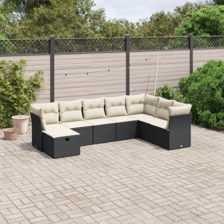 Set de sofás de jardín 8 piezas y cojines ratán sintético negro de vidaXL, Conjuntos de jardín - Ref: Foro24-3263272, Precio:...