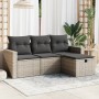 Garden sofa set 4 pieces with gray synthetic rattan cushions by vidaXL, Garden sets - Ref: Foro24-3263446, Price: 281,78 €, D...