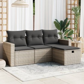 Garden sofa set 4 pieces with gray synthetic rattan cushions by vidaXL, Garden sets - Ref: Foro24-3263446, Price: 275,99 €, D...