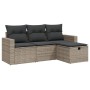 Garden sofa set 4 pieces with gray synthetic rattan cushions by vidaXL, Garden sets - Ref: Foro24-3263446, Price: 281,78 €, D...