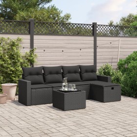 Set aus 6-teiligen Gartensofas und Kissen Kunstrattan schwarz von vidaXL, Gartensets - Ref: Foro24-3263471, Preis: 353,28 €, ...