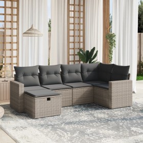 Set de muebles de jardín 6 pzas y cojines ratán sintético gris de vidaXL, Conjuntos de jardín - Ref: Foro24-3263486, Precio: ...