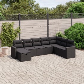 Set de sofás de jardín 8 piezas y cojines ratán sintético negro de vidaXL, Conjuntos de jardín - Ref: Foro24-3263581, Precio:...