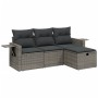 Set de sofás de jardín 4 pzas y cojines ratán sintético gris de vidaXL, Conjuntos de jardín - Ref: Foro24-3263756, Precio: 27...