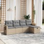 Garden sofa set with beige mixed cushions, 5 pieces, PE rattan. by vidaXL, Garden sets - Ref: Foro24-3263775, Price: 324,23 €...