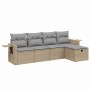 Garden sofa set with beige mixed cushions, 5 pieces, PE rattan. by vidaXL, Garden sets - Ref: Foro24-3263775, Price: 324,23 €...