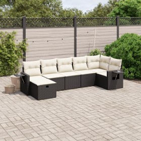 7-teiliges Garten-Esszimmerset und Kissen synthetisches Rattan schwarz von vidaXL, Gartensets - Ref: Foro24-3263812, Preis: 4...