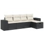 Set de muebles de jardín 5 pzas y cojines ratán sintético negro de vidaXL, Conjuntos de jardín - Ref: Foro24-3264392, Precio:...