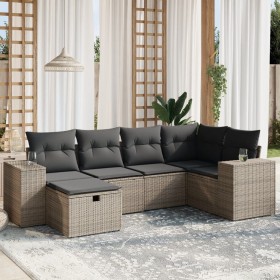 Set mit 6 Gartenmöbeln und Kissen synthetisches Rattangrau von vidaXL, Gartensets - Ref: Foro24-3264416, Preis: 420,99 €, Rab...