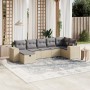 Garden sofa set with beige mixed cushions, 7 pieces, PE rattan. by vidaXL, Garden sets - Ref: Foro24-3264435, Price: 489,72 €...