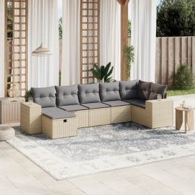 Set Gartensofas mit beigen Kissen Mix 7 Stück PE Rattan von vidaXL, Gartensets - Ref: Foro24-3264435, Preis: 512,13 €, Rabatt: %