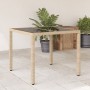 Garden table with beige PE rattan and glass surface, measuring 90x90x75 cm. by vidaXL, Garden tables - Ref: Foro24-365527, Pr...