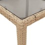 Garden table with beige PE rattan and glass surface, measuring 90x90x75 cm. by vidaXL, Garden tables - Ref: Foro24-365527, Pr...