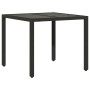 Mesa de jardín superficie de vidrio ratán PE negro 90x90x75 cm de vidaXL, Mesas de jardín - Ref: Foro24-365525, Precio: 114,7...